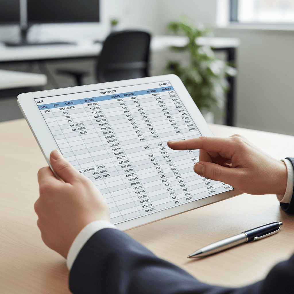 Close-up of financial data analysis on tablet screen