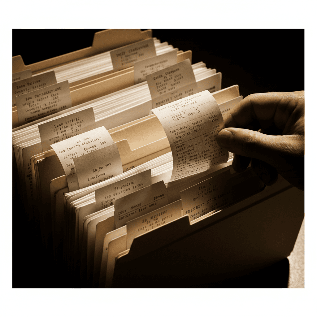 Organized financial documents and expense receipts filing system