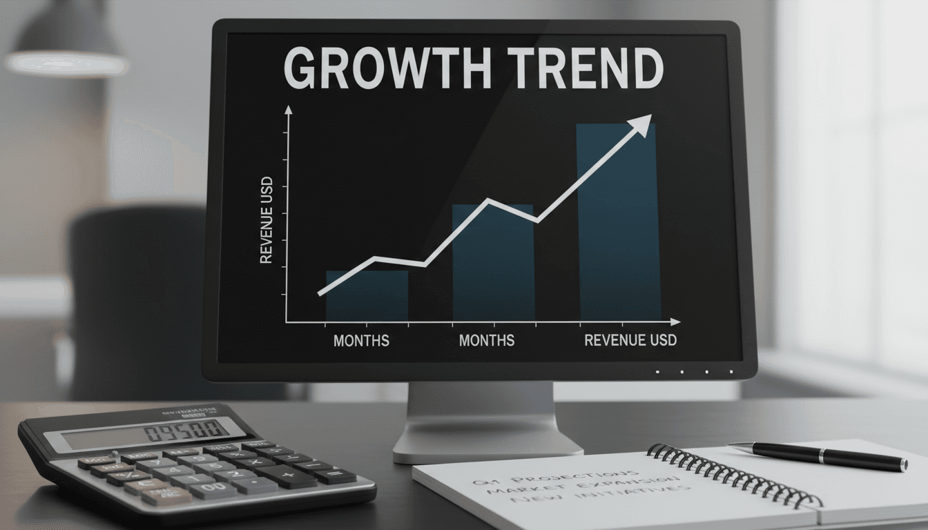 Financial growth chart on screen