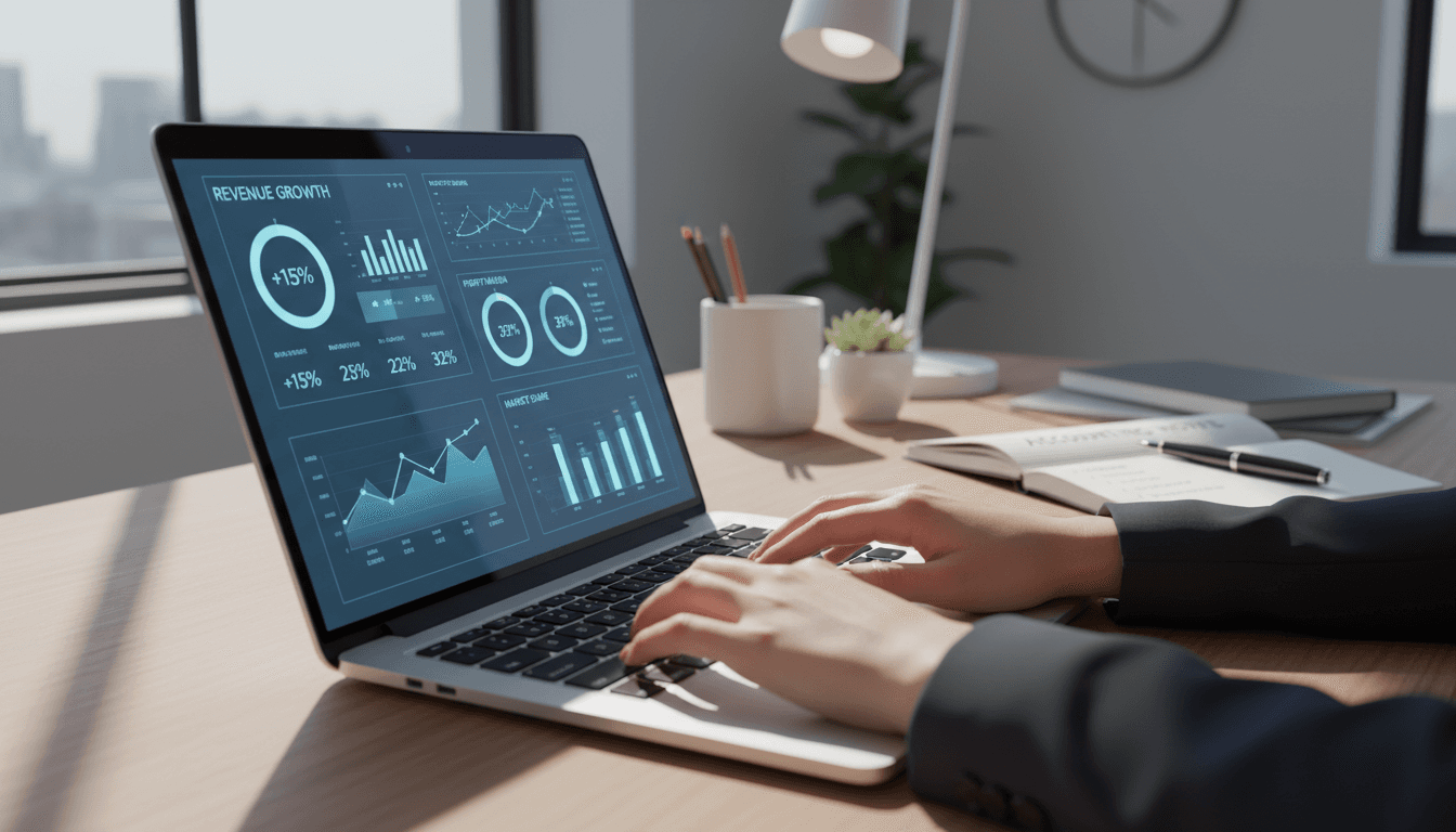 Clear financial dashboard showing organized accounts and data visualization