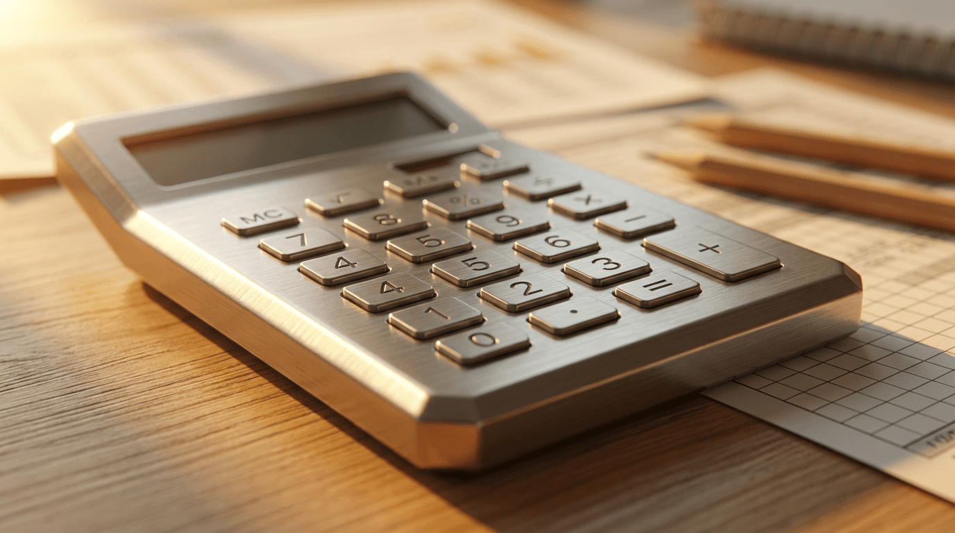 Hands with calculator reviewing financial statement